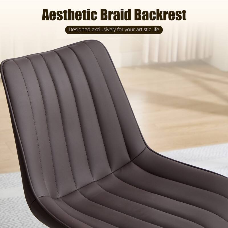 HOMEFUN PU Leather Upholstered Stripes Sturdy Metal Frame Dining Chairs(set of 2)