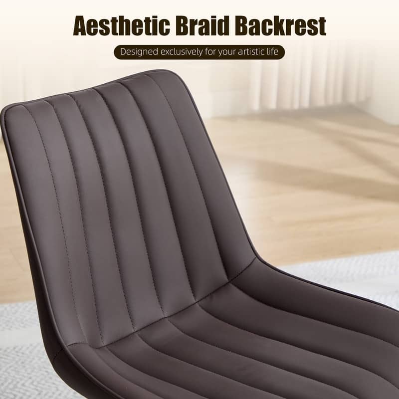 HOMEFUN PU Leather Upholstered Stripes Sturdy Metal Frame Dining Chairs(set of 4)