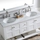 preview thumbnail 7 of 17, BATHLET 60 inch Double Sink White Bathroom Vanity with Open Shelf Carrara Marble Top Round Sink