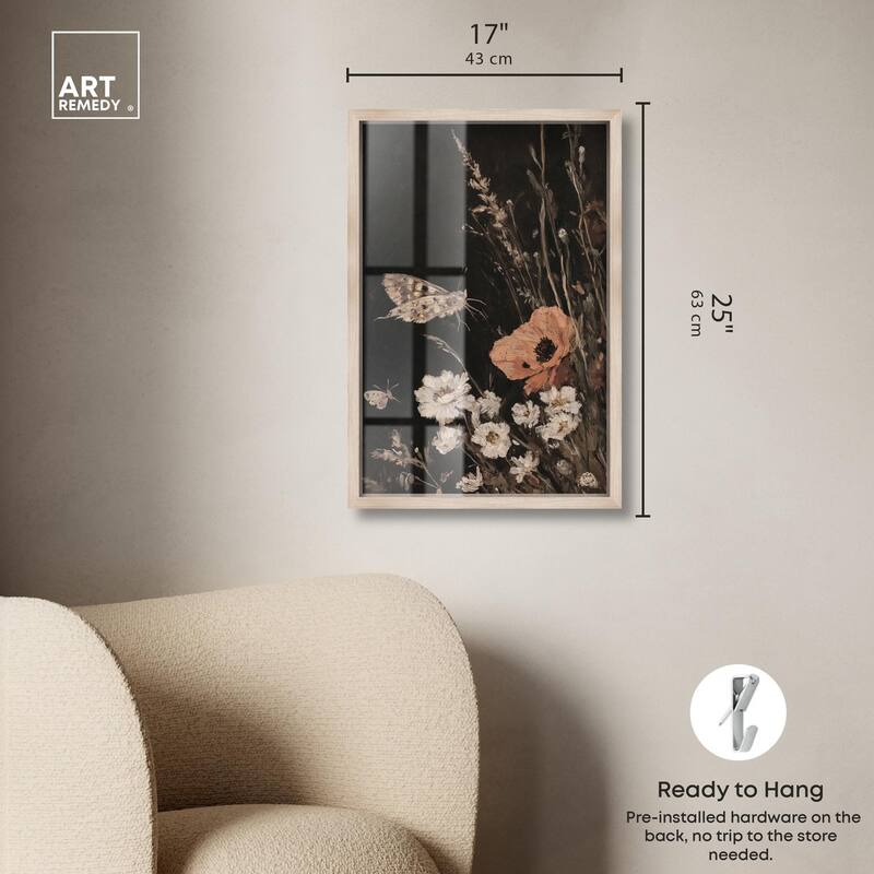 Poppy and Moth II Shadowbox by Art Remedy