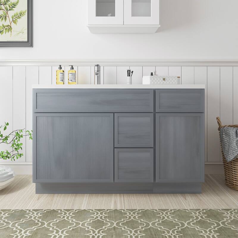 Vanity Art 51" Birch Freestanding Bathroom Vanity Cabinet without Top - Silver