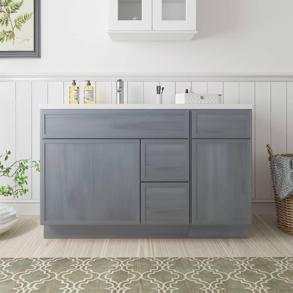 Vanity Art 51" Birch Freestanding Bathroom Vanity Cabinet without Top