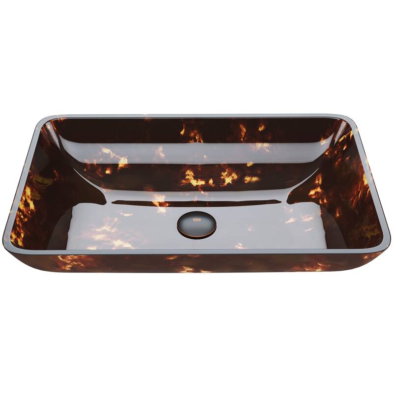 VIGO Donatello 23"L x 15"W x 5"H Glass Rectangular Vessel Bathroom Sink