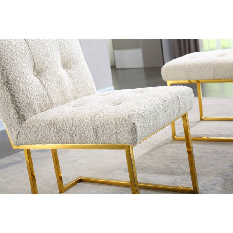 Modern Linen 2 Piece Kitchen Dining Chair Set with Upholstered, Stainless Steel Legs for Dining Room Kitchen Living Room Bedroom