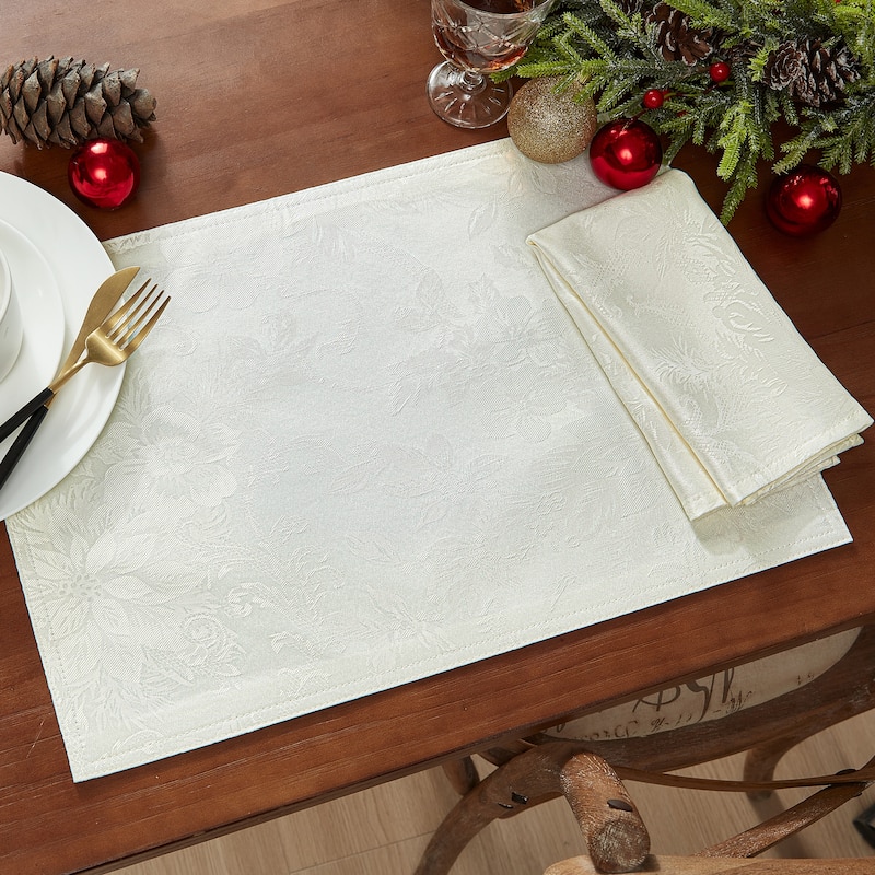 Poinsettia Elegance Jacquard Holiday Placemat - 13x19