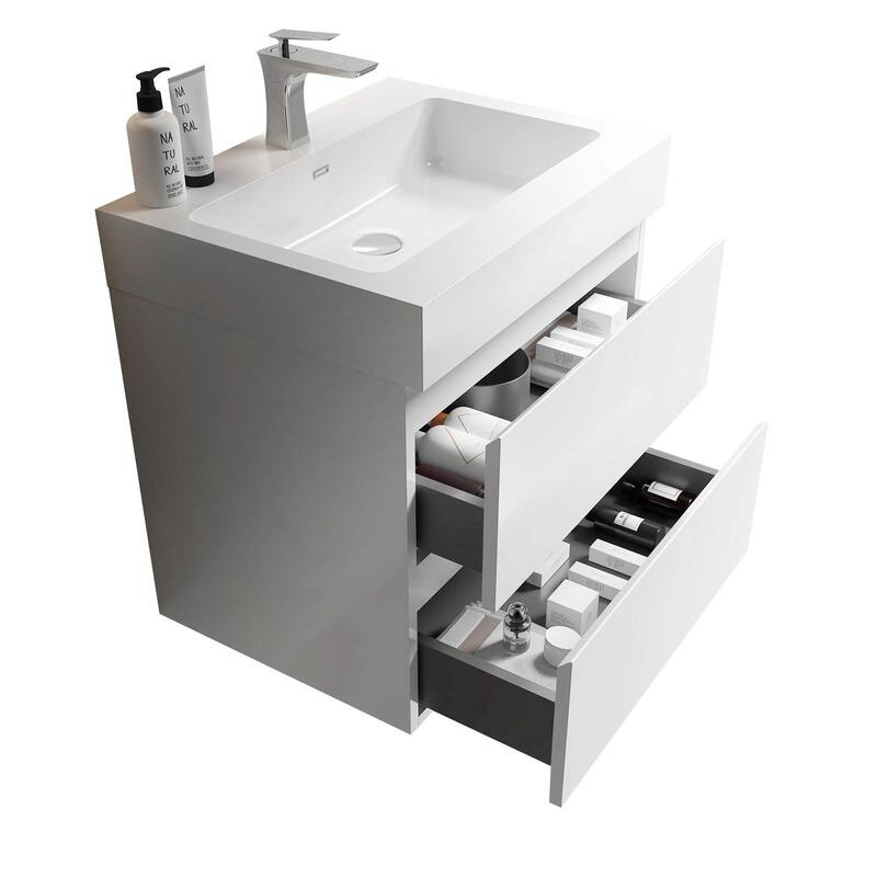 36"/30"/24" Floating Bathroom Vanity with Sink, Wall-Mounted Storage Cabinet