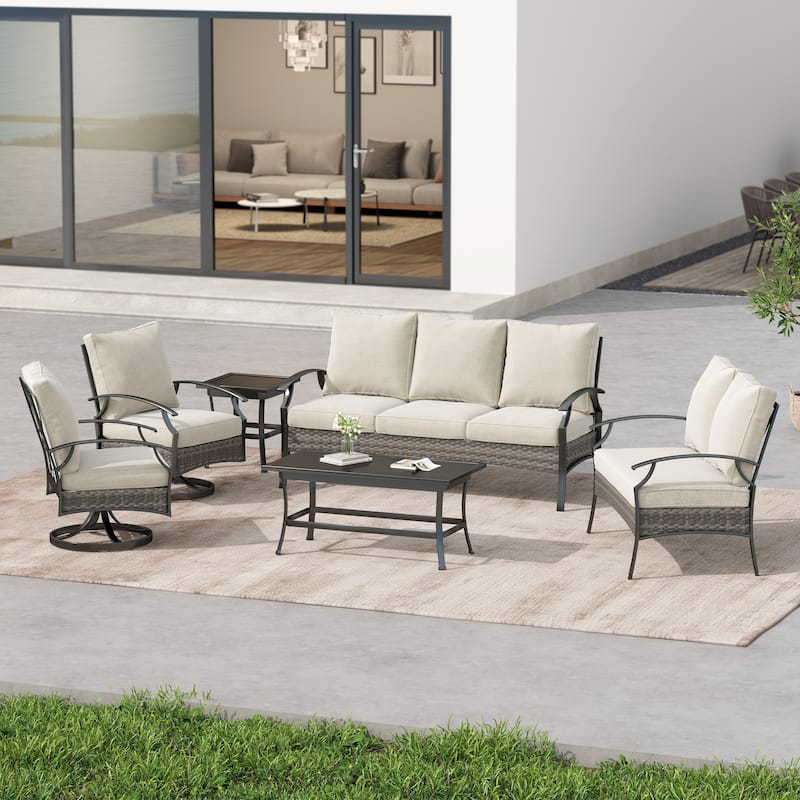6-Piece Patio Sofa Furniture Set Outdoor Seating Group with Cushions