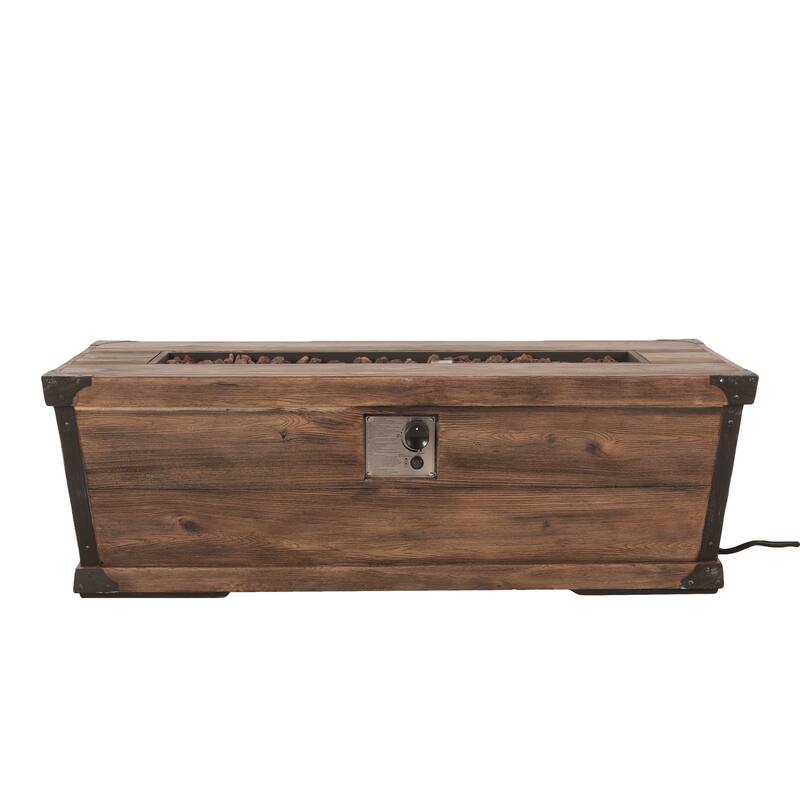 56 in. W x 26.25 in. D x 18.75 in. H Rectangle Propane Burning Outdoor Fire Pit in Brown