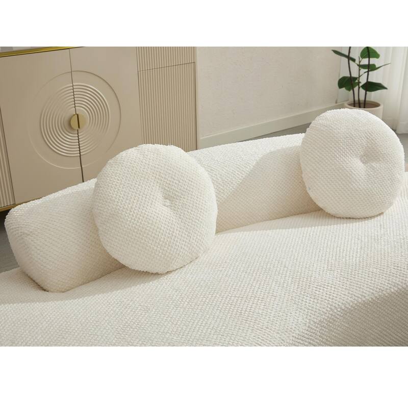 Curved Sofa Couch with Chaise, Modern Sleeper Sofa with Ottoman Bench, 105.5"