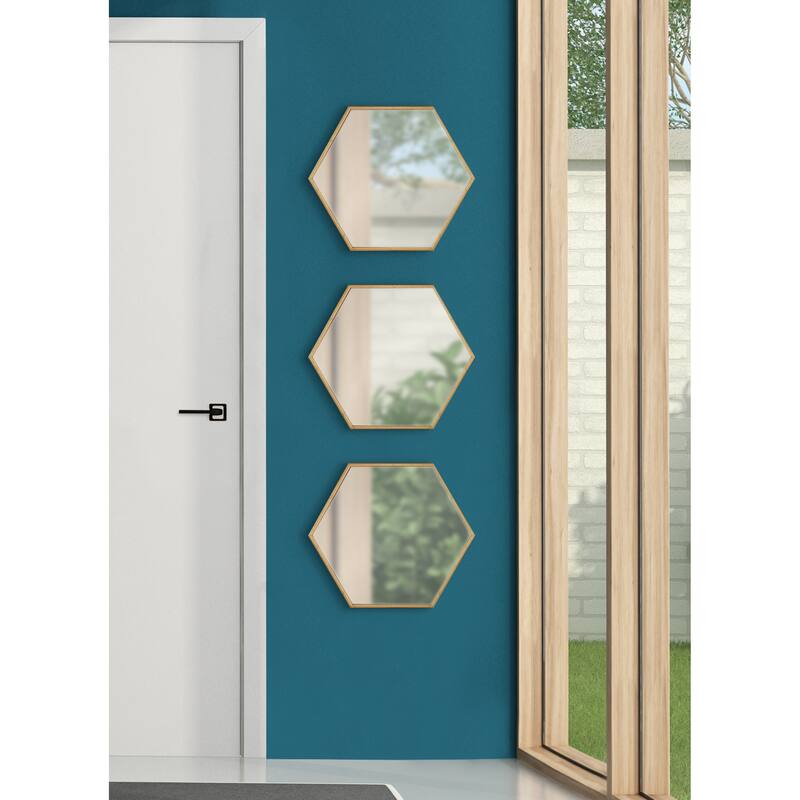 Kate and Laurel Rhodes Framed Hexagon Wall Mirror Set