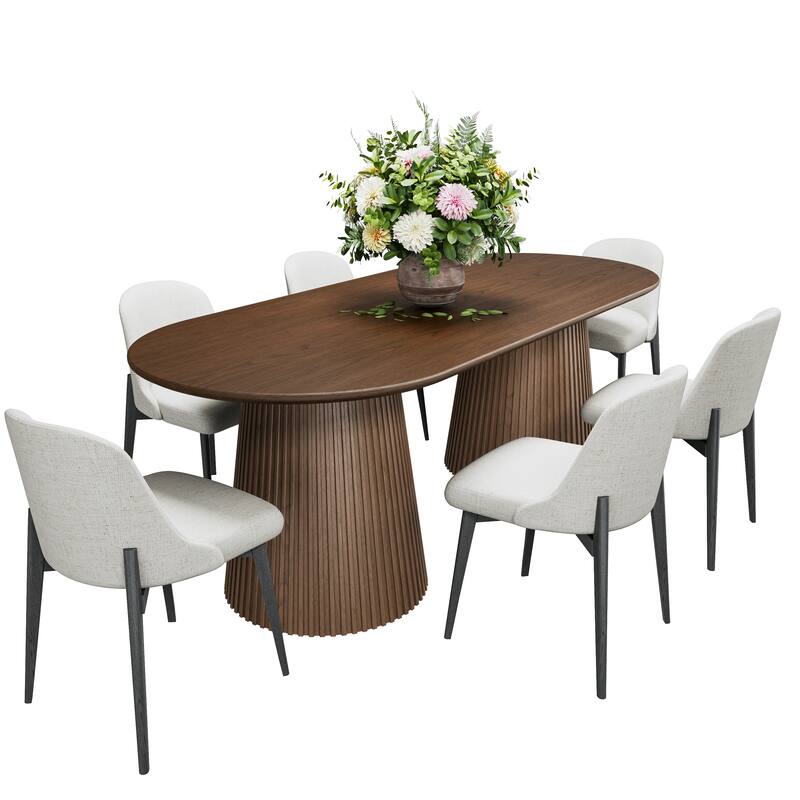 86" Double Pedestal Oval Dining Table