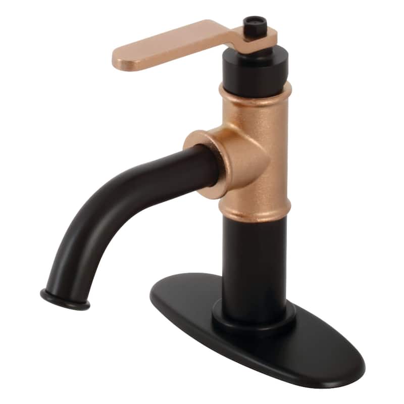 Kingston Brass Whitaker 1.2 GPM Deck Mounted Single Hole Bathroom - Matte Black / Rose Gold