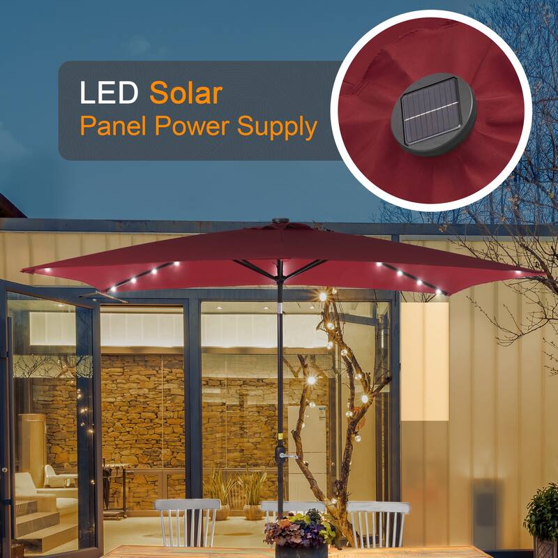 LIVOOSUN 6x9Ft LED Patio Umbrella Weather Resistant Table Umbrella