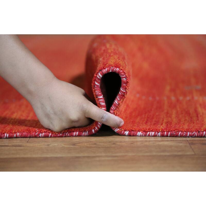 Hand Knotted Oriental 100% Wool Carpet Tribal Tribal Oranges & Rust Gabbeh Area Rug - 9' 7'' X 8' 3''