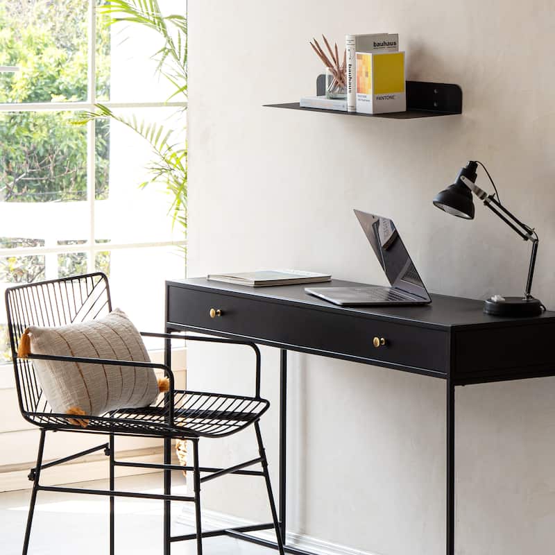 Saffron Fabs Metal Wall Shelves - 24X8 - Textured Black