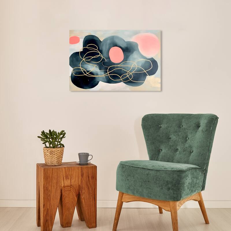 Wynwood Studio Canvas Abstract Moon and Cloud Black and Modern & Contemporary Wall Art Canvas Print - 24 x 16