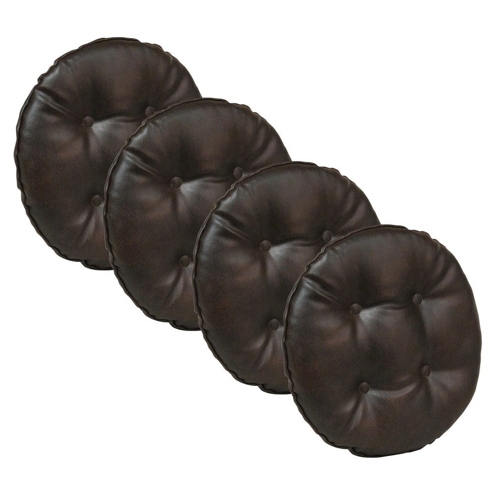 Klear Vu St. Germain Faux Leather Dining Chair Cushion Set (Set of 4)