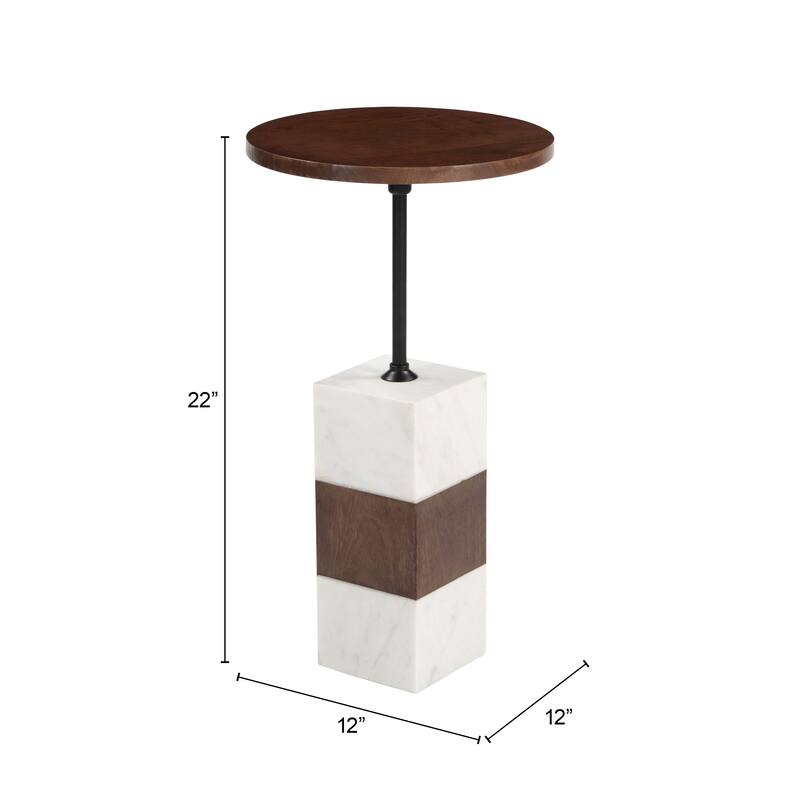 Stuk Side Table Brown & White