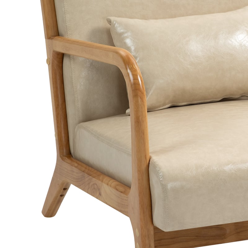 Mid Century Solid Wood Upholstered Accent Chair