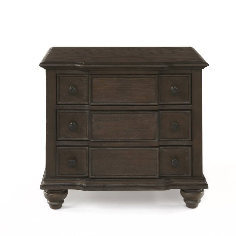 Transitional 3drawer Nightstand, Dovetail French Front & English Back