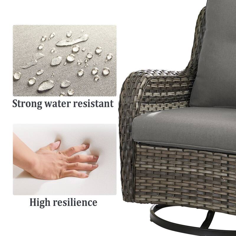 Gymojoy Wicker Swivel Glider Chair with Water-Resistant Olefin Cushions