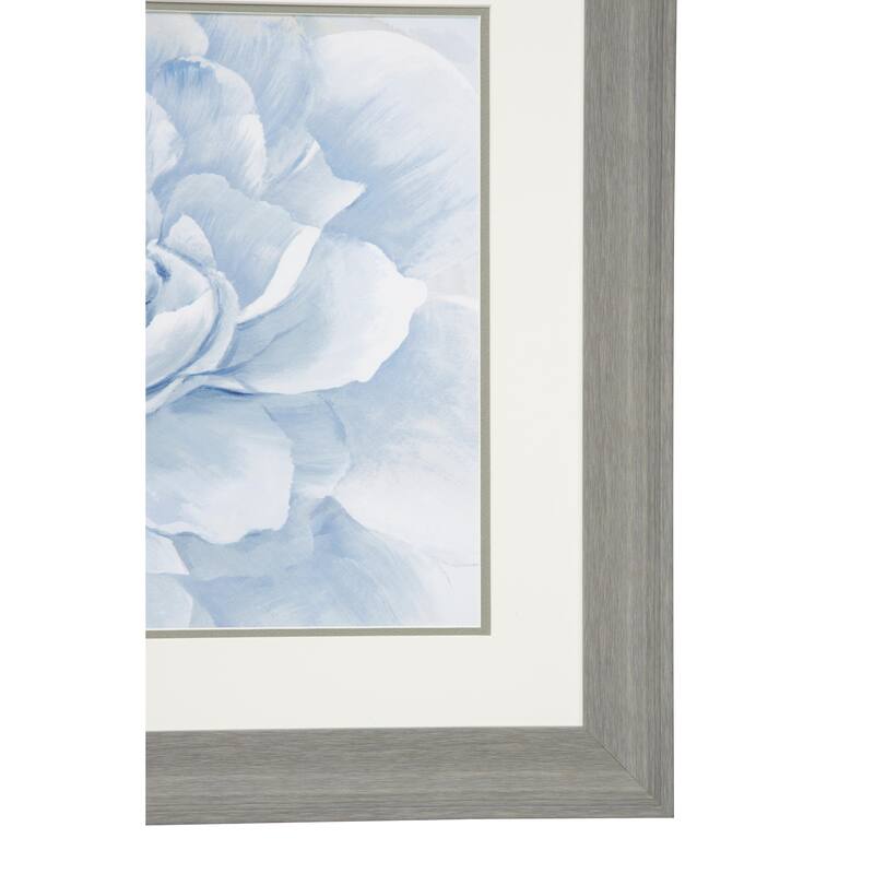 Polystone Floral Wall Decor with Gray Frame - Blue - Roche River Decor
