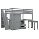 preview thumbnail 95 of 112, Space-Saving Wood Loft Bed with Storage Stairs & Wardrobe, Multifunctional Furniture Bed Frame with Desk & Drawers