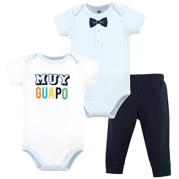 slide 1 of 1, Hudson Baby Infant Boy Cotton Bodysuit and Pant Set, Hola Ladies Short Sleeve 0-3 Months - Hola Ladies Short Sleeve