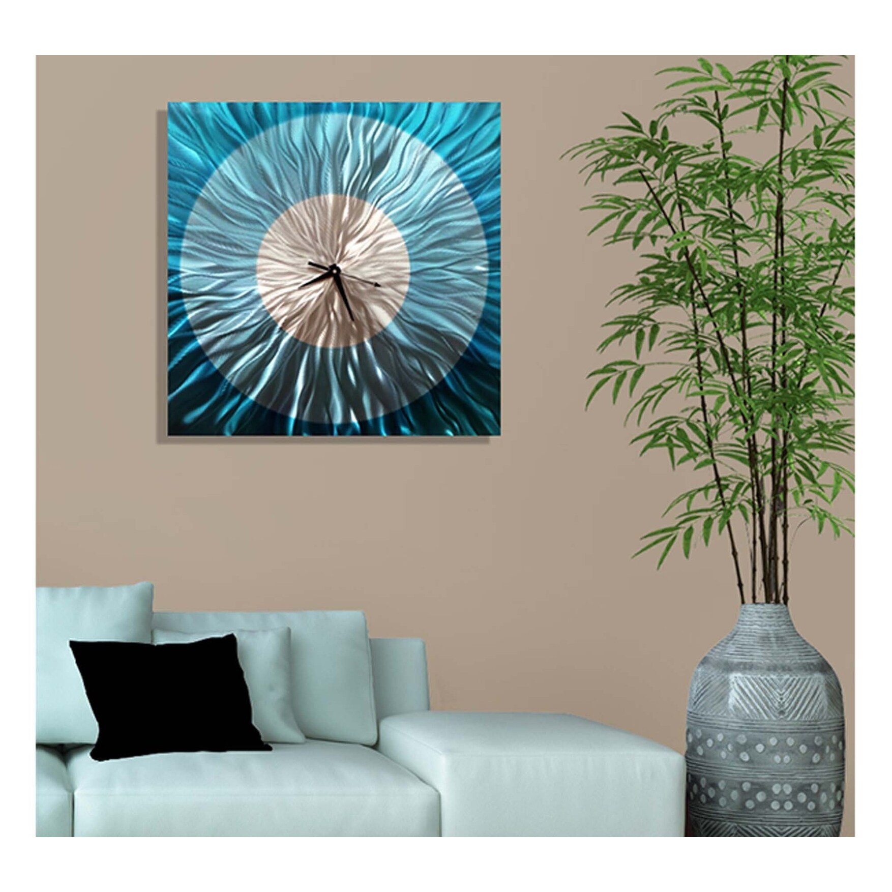 Shop Statements2000 Metal Wall Clock Art Abstract Coastal Aqua