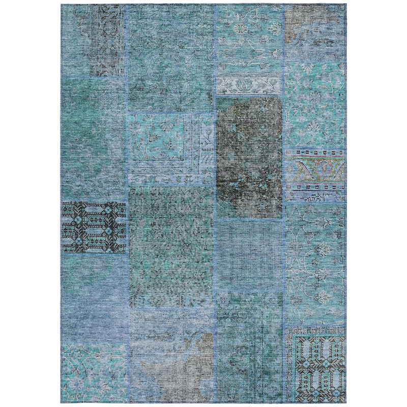 HomeRoots Patchwork Transitional Rectangle Outdoor Rug