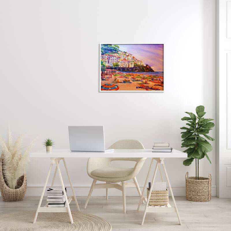 Stupell Summer Beach Landscape Framed Giclee Art Design by MB Cunningham