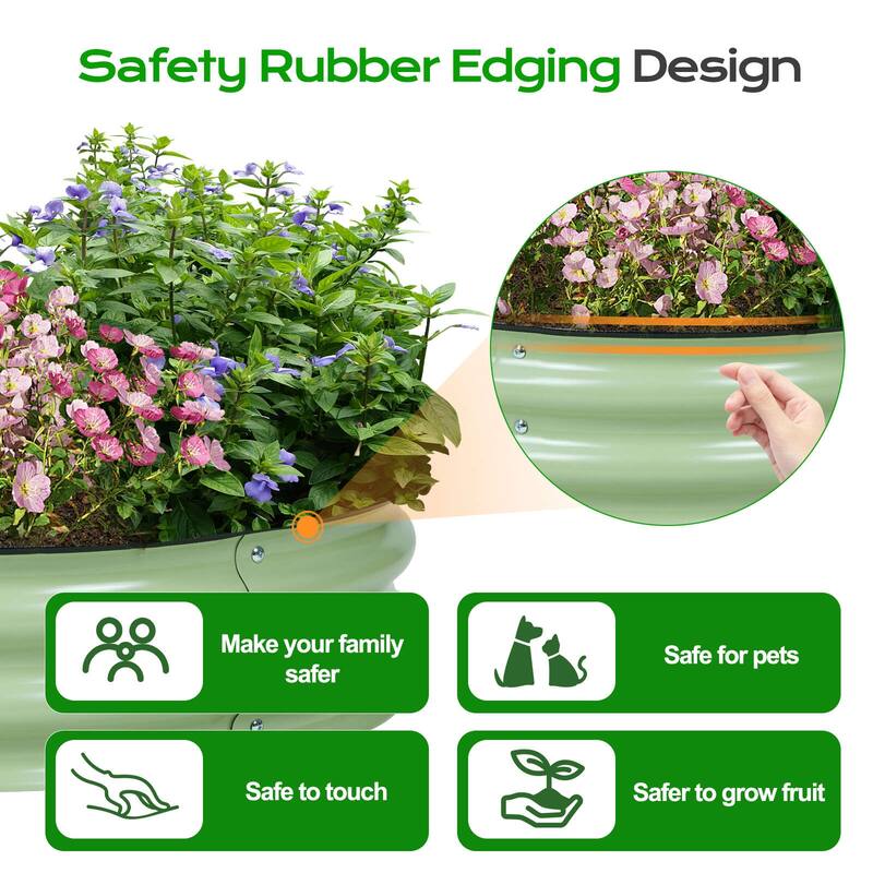 Aoodor 9'' Tall Aluzinc Metal Raised Garden Bed 30'' Round - 30"x9"