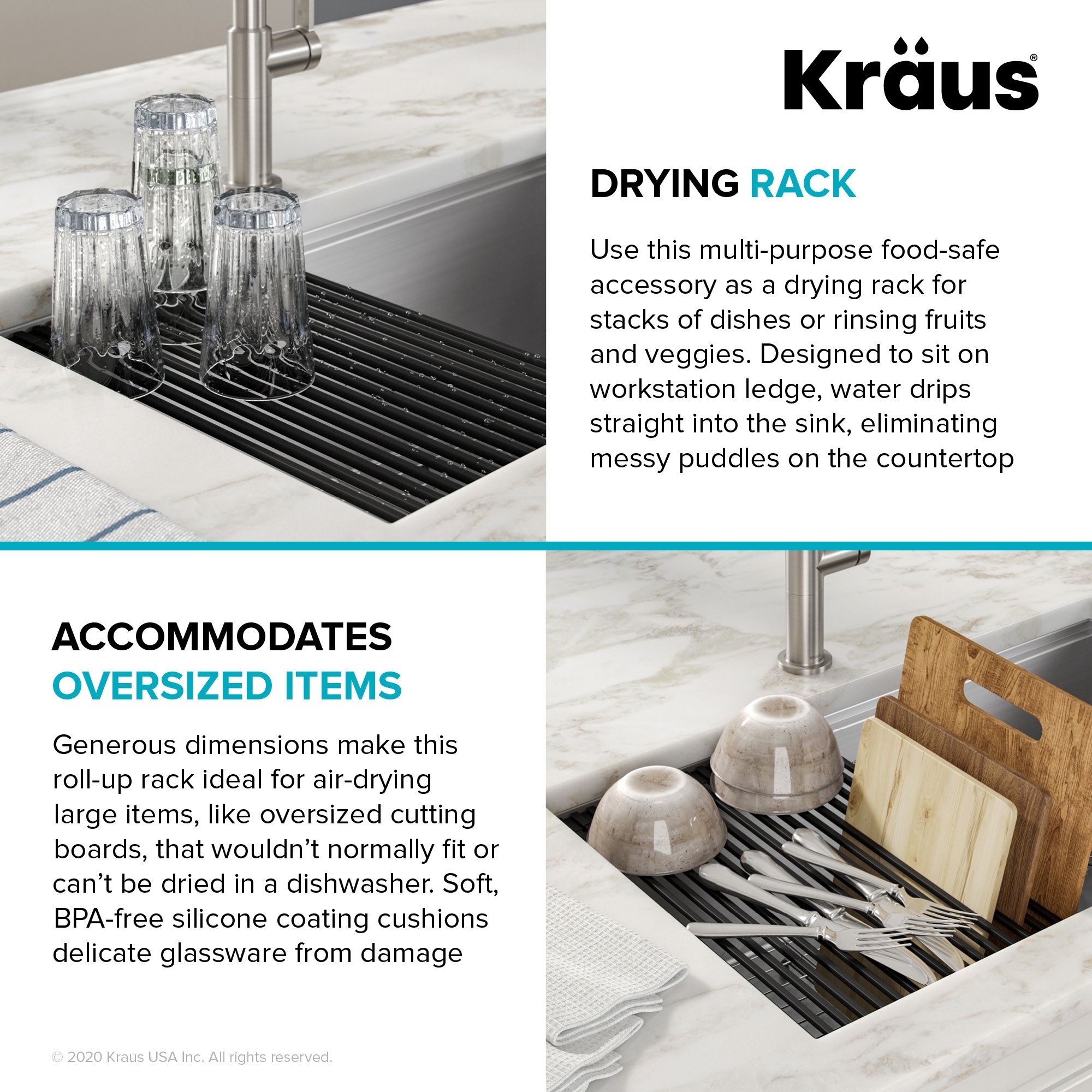 KRAUS Workstation Kitchen Sink Dish Drying Rack Drainer Utensil Holder -  Bed Bath & Beyond - 33492386