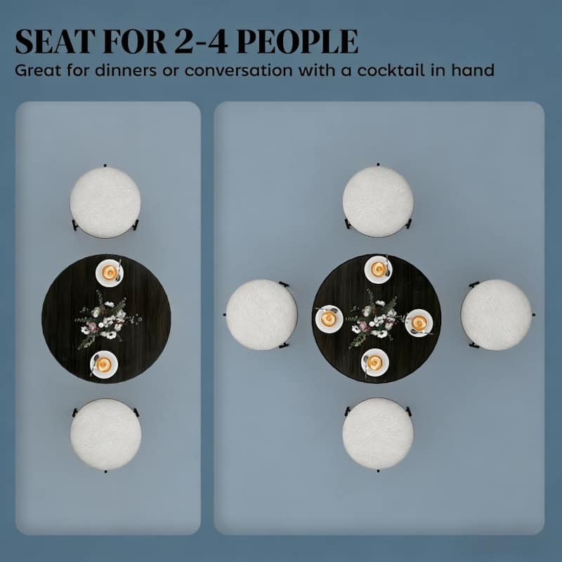 Round Dining Table Work Table with Wood Textured Top, 27.6" Kitchen Table Coffee Table Meeting Table