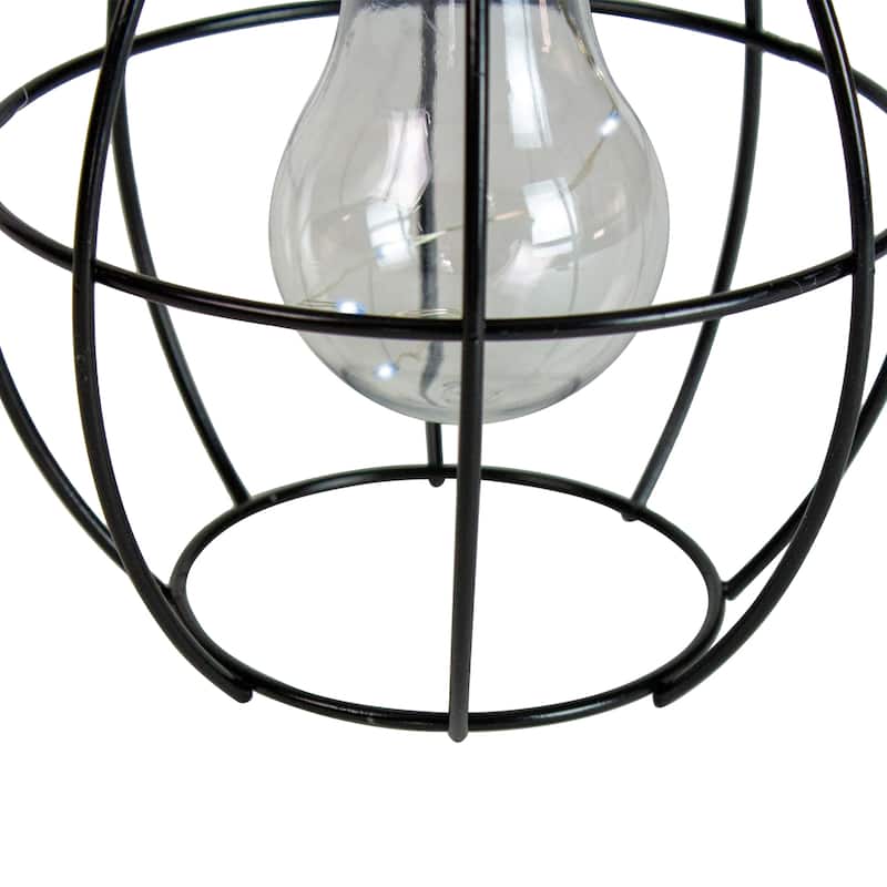 6" Black Geometric Outdoor Hanging Solar Lantern with Handle - 6