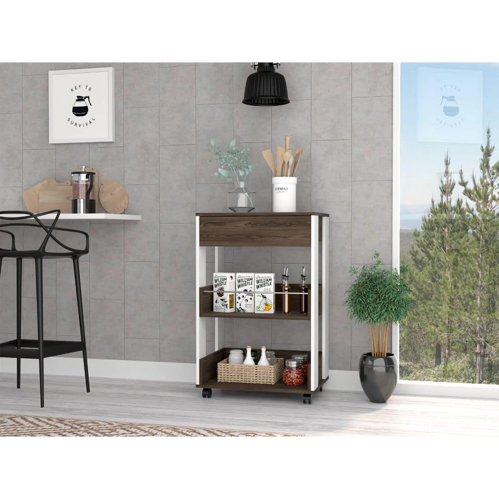 Dundee Kitchen cart, One Drawer, Two Open Shelves