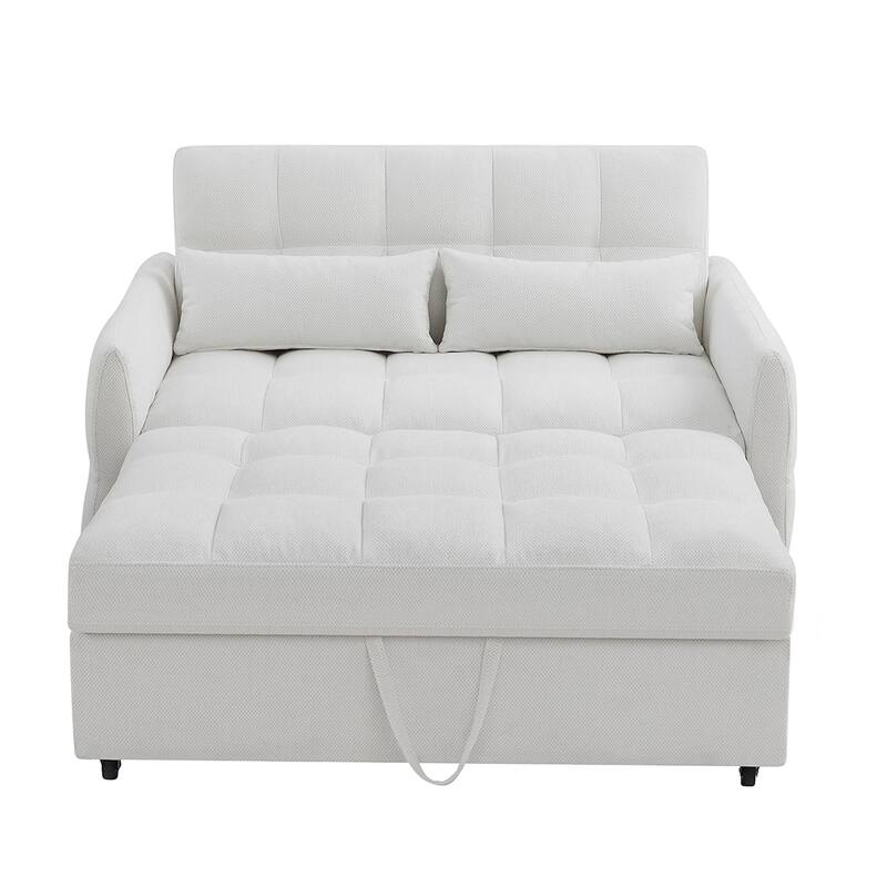 52.8" Adjustable Loveseat Sleeper, 3 USB Ports, 2 Pillows Included