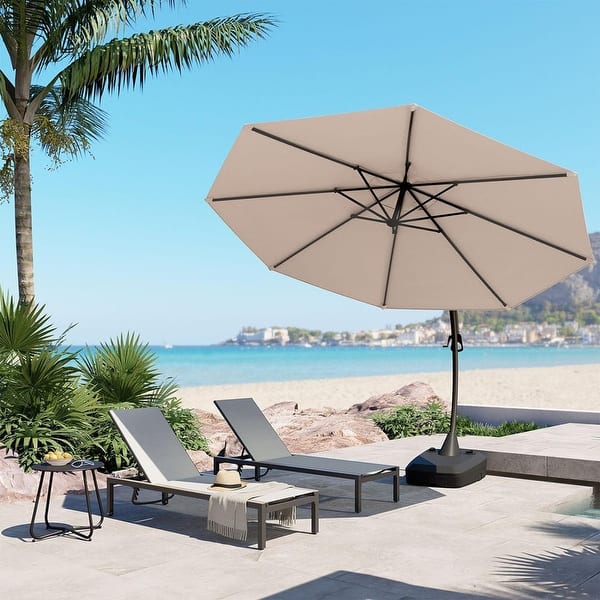 11 ft cantilever round offset patio umbrella Kingdura 11ft with Base Included, Large Aluminum Outdoor Umbrella, 360 Rotation & Infinite Tilt, Heavy Duty Frame for Deck Pool Backyard, Beige : Patio, Lawn The heavy 11FT x 9 ft Outdoor