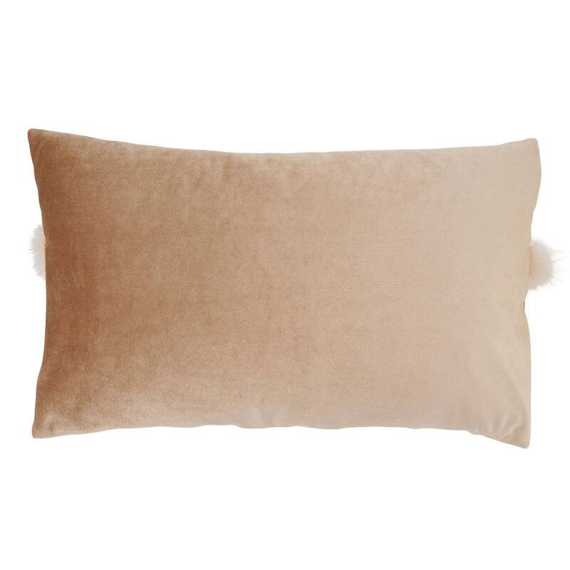 Poly-Filled Velvet Faux Fur Throw Pillow