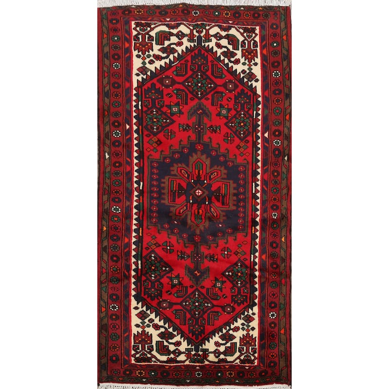 Tribal Geometric Hamedan Persian Wool Area Rug Hand-knotted Carpet - 3'2" x 5'3"