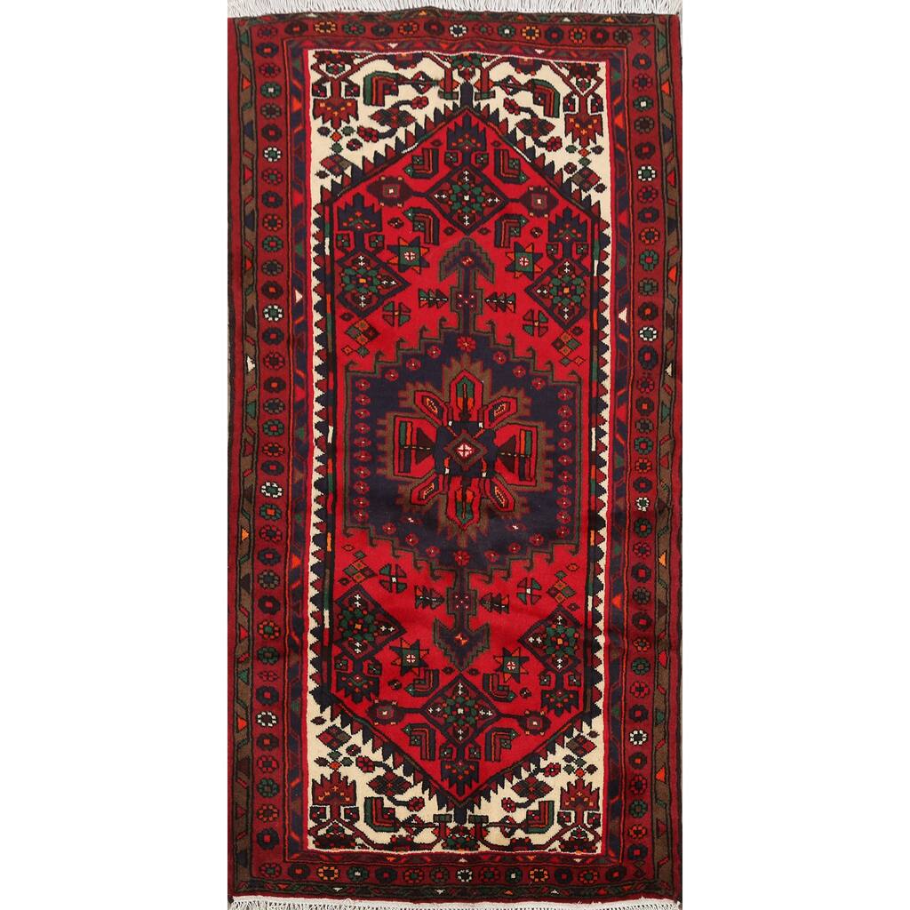Tribal Geometric Hamedan Persian Wool Area Rug Hand-knotted Carpet - 3'2" x 5'3"