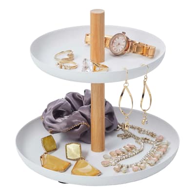 Yamazaki Home Jewelry Organizer, Steel and Wood, Holds 8.8 lbs - L 6.3 x W 6.3 x H 5.91 inches