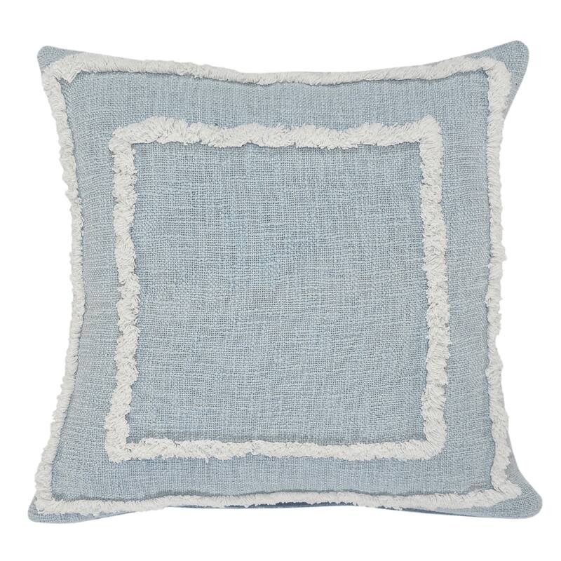 Sevita Guajira Contemporary Textured Sky Blue/White Cotton Throw Pillow - 20" x 20" - Polyester