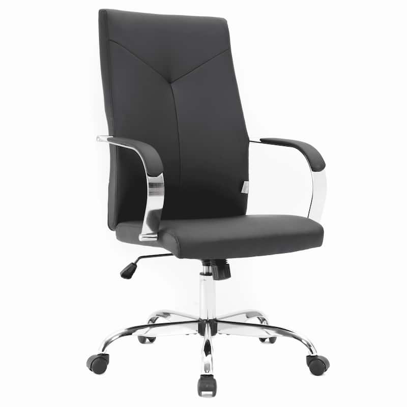 Sonora Ergonomic High Back Leather Office Chair with Lumbar Support, Adjustable Height, Tilt Lock, Chrome Frame & Swivel Casters