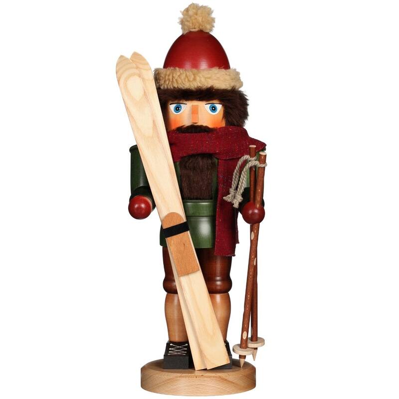17" Red and Black Christian Ulbricht Skier Nutcracker Decoration