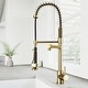 preview thumbnail 27 of 76, VIGO Zurich 27" H Single Handle Pull-Down Sprayer Kitchen Faucet Without Extras - Matte Brushed Gold