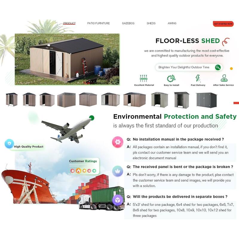 AECOJOY Outdoor Extra Large Storage Metal Shed with Lockable Doors