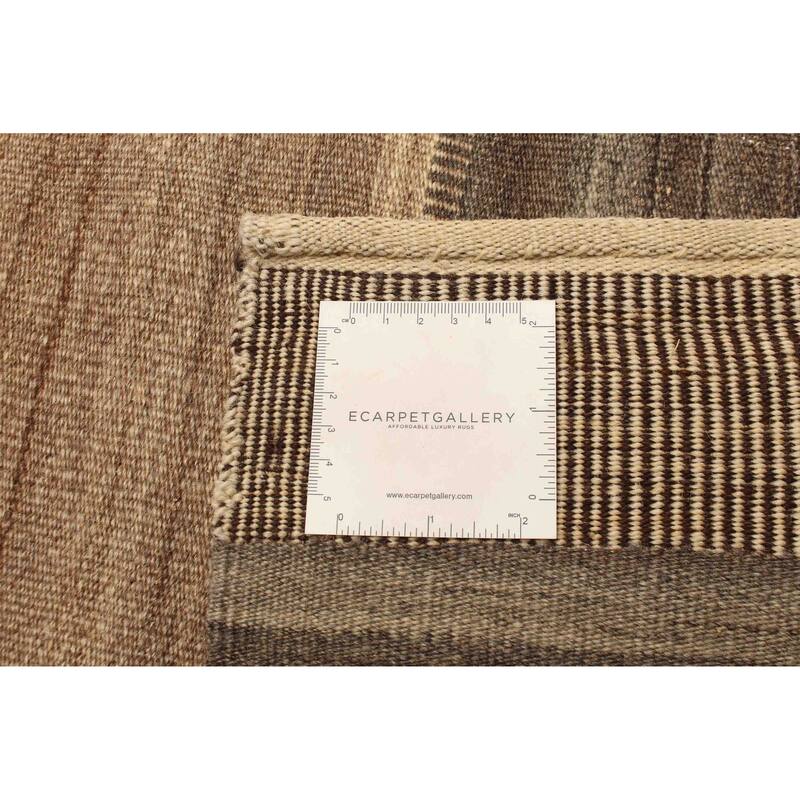 ECARPETGALLERY Flat-Weave Boho Brown Wool Kilim - 6'11 x 9'1