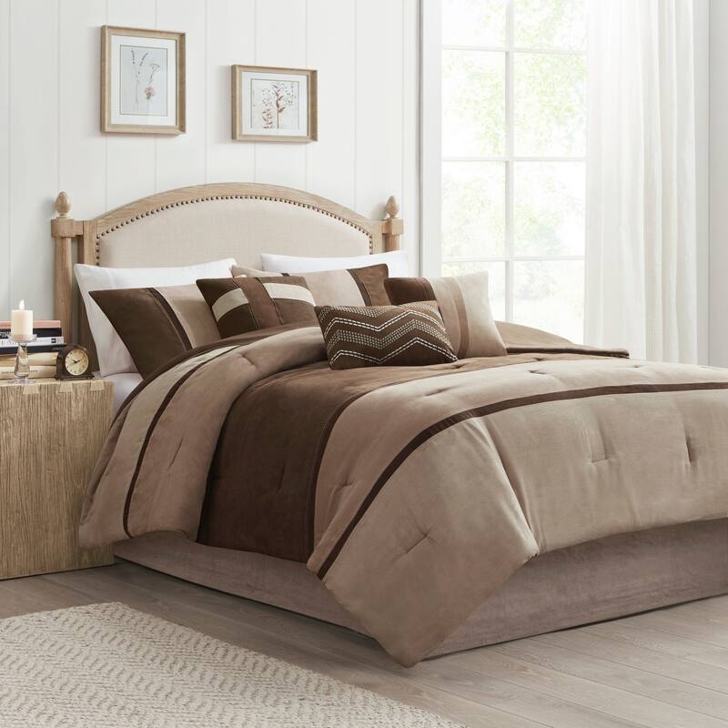 Madison Park Hanover 7 Piece Faux Suede Comforter Set