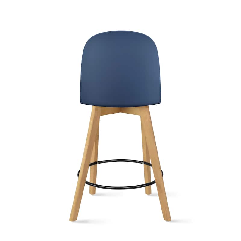 Set of 2 Designer Eiffel Chairs Counter Stools With Backs Side Molded Shell Kitchen Office Dining Dowel Bar Patio